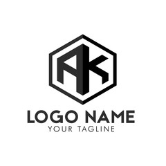 initial letters AK hexagon logo template