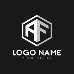 initial letters AF hexagon logo template