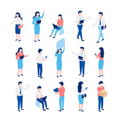 Isometric 3d people set.