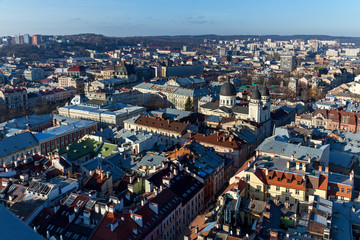 A beautiful view of the Dominican Cathedral in Lviv, Ukraine