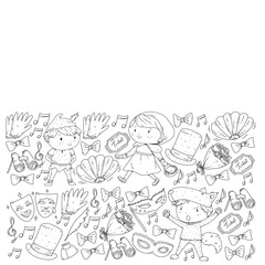 Illustration of a Children's Performing on Stage. Theatre with kids