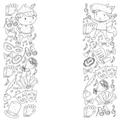 Illustration of a Children's Performing on Stage. Theatre with kids