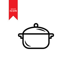 Sauce pan icon vector. Simple design on white background.