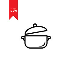 Sauce pan icon vector. Simple design on white background.