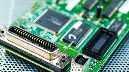 Closeup on electronic board and Electronic device,background