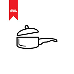 Sauce pan icon vector. Simple design on white background.