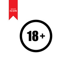 Under 18 years icon vector. Under 18 years sign mark icon symbol illustration. Flat design style on white background.