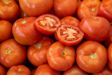 fresh tomatoes on the stand