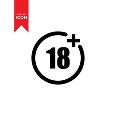 Under 18 years icon vector. Under 18 years sign mark icon symbol illustration. Flat design style on white background.