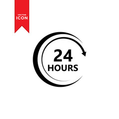24 hours icon vector. Twenty four hour icon. 24 hour logo illustration. Trendy flat design style on white background.