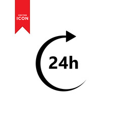 24 hours icon vector. Twenty four hour icon. 24 hour logo illustration. Trendy flat design style on white background.