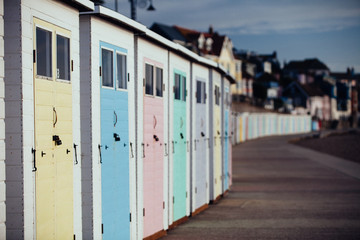 Fototapeta na wymiar Lyme Regis Beach huts
