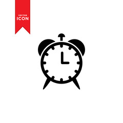 Alarm clock icon vector. Simple design on white background.