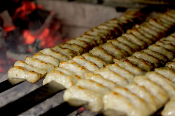 grilled sausages on grill
