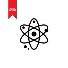 Atom icon vector. Simple design on white background.