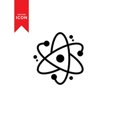 Atom icon vector. Simple design on white background.
