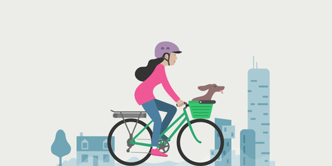 Fototapeta premium Woman cycling commuter, e-bike, Electric bicycle