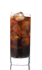cola with ice in a glass