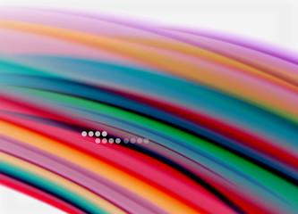 Wave lines abstract background, smooth silk design with rainbow style colors. Liquid fluid color waves. Vector Illustration