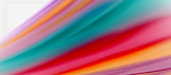 Wave lines abstract background, smooth silk design with rainbow style colors. Liquid fluid color waves. Vector Illustration