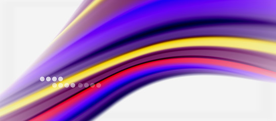 Wave lines abstract background, smooth silk design with rainbow style colors. Liquid fluid color waves. Vector Illustration