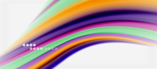 Wave lines abstract background, smooth silk design with rainbow style colors. Liquid fluid color waves. Vector Illustration