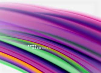 Wave lines abstract background, smooth silk design with rainbow style colors. Liquid fluid color waves. Vector Illustration