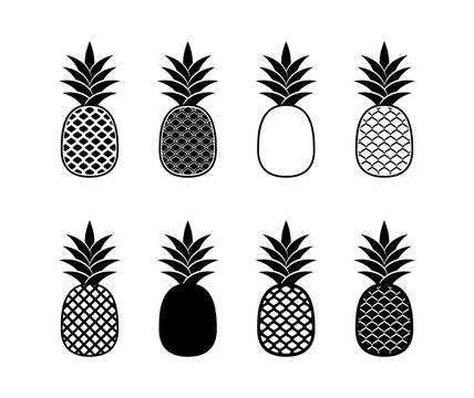 Black abstract pineapple design elements isolated vector illustration