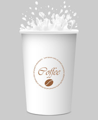 Vector illustration. Realistic a paper coffee cup.