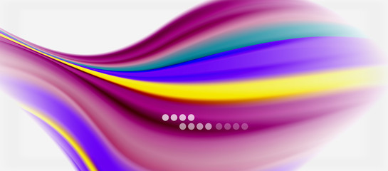 Wave lines abstract background, smooth silk design with rainbow style colors. Liquid fluid color waves. Vector Illustration