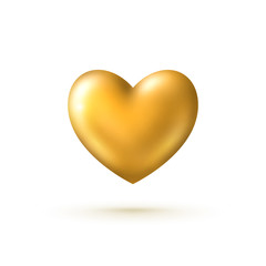 Golden heart isolated on white background. Vector illustration. Design element for Happy Valentines day.