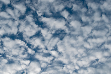 View of clouds in the blue evening sky