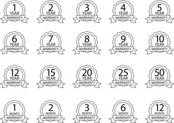 Warranty icon, years warranty label - vector illustration