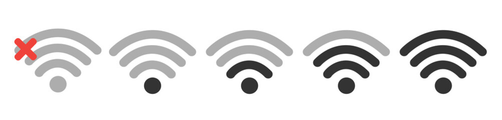 Wifi Wireless Lan Internet Signal Flat Icons For Apps Or Websites - Isolated On white Background