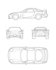 47 スポーツカー 四面図 外観_テクニカルイラスト