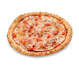 Popular pizza topping in American-style pizzerias on white background