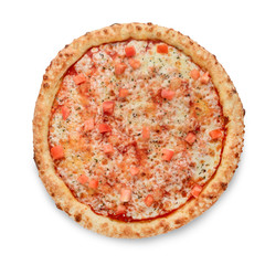 Popular pizza topping in American-style pizzerias on white background