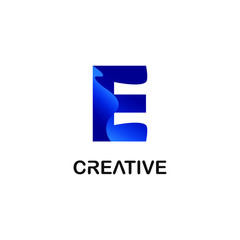 creative logo letter E with a gradation of blue wave color combination. white background. modern template. initials company symbols and unique design requirements. illustration vector