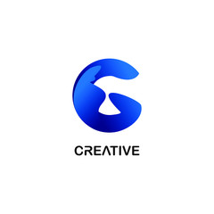 creative logo letter G with a gradation of blue wave color combination. white background. modern template. initials company symbols and unique design requirements. illustration vector