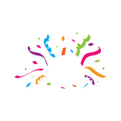 Vector illustration of a colorful party background with confetti and space for your text on white background