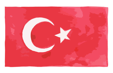 Vector illustration of Turkey flag watercolor style