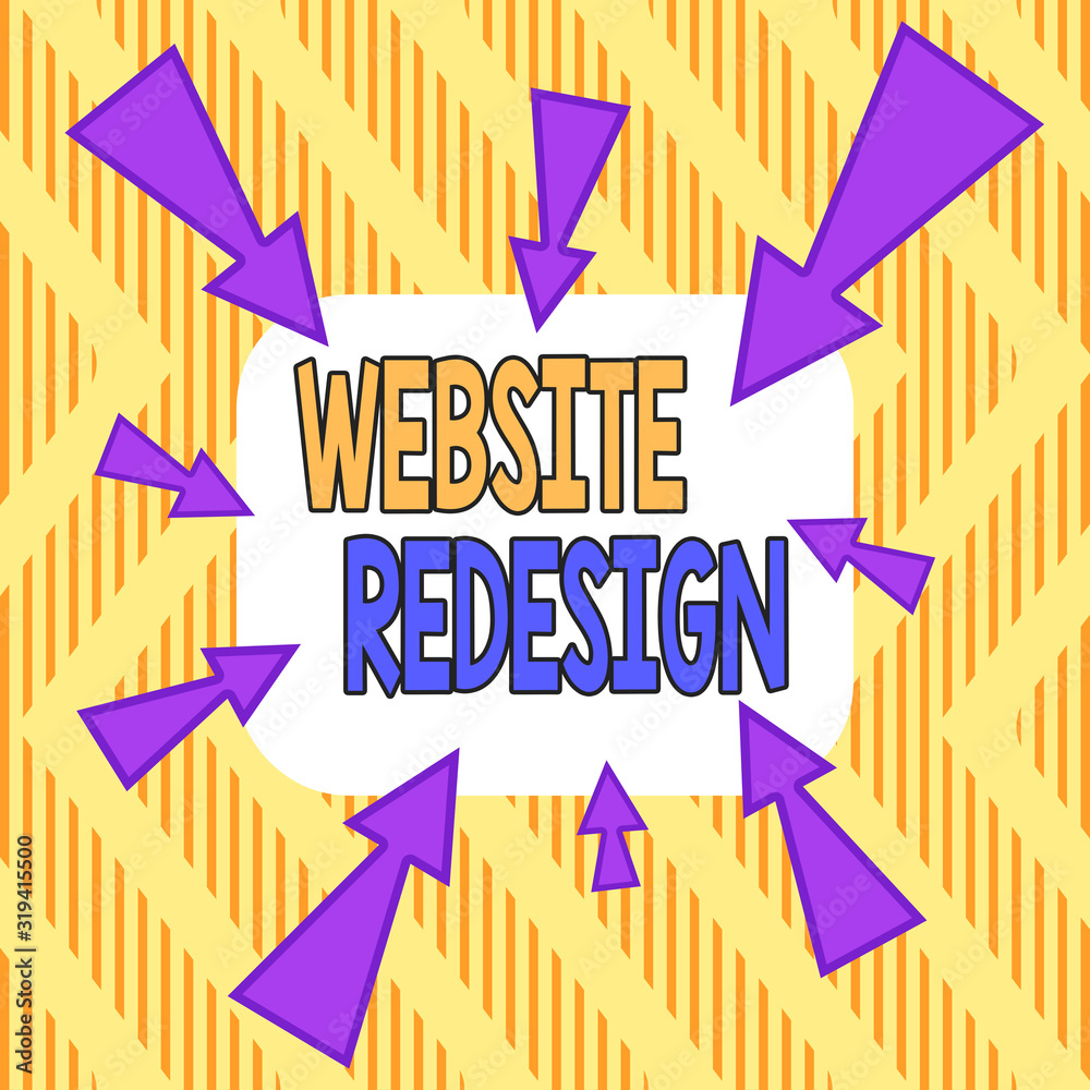 Wall mural word writing text website redesign. business photo showcasing modernize improver or evamp your websi