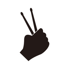 Hand holding drumsticks vector icon