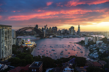 Fototapeta na wymiar sunset, Sydney harbor, New South Wales, Australia