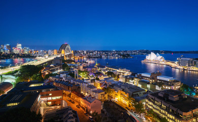 Fototapeta na wymiar Aerial view of Sydney with Harbour Bridge, Australia