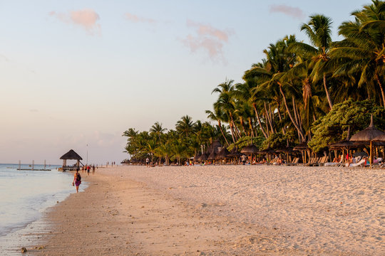 Sunset on Flic en Flac beach, Mauritius