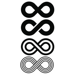 Infinity loop logo icon black and white. vector illustration.