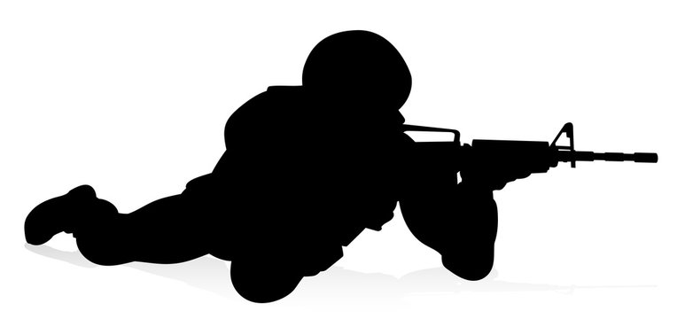 recommend clip art: Silhouette military armed forces army soldier