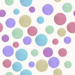 Fototapeta na wymiar Vector seamless pattern. Abstract background with chaotic position and random size and color colored watercolor dots. Looks like drops of paint on easel paper
