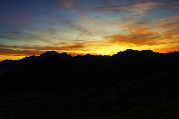 beautiful sunset view on the top of mountain
